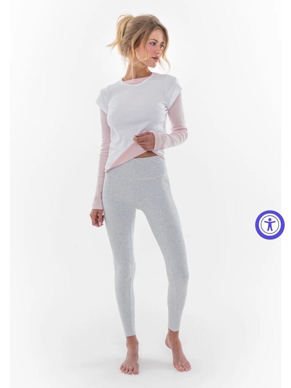The Bar VARSITY LEGGING LT HEATHER GREY/BLUSH- M